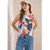 Top mit Blattprint - Light Alabaster White