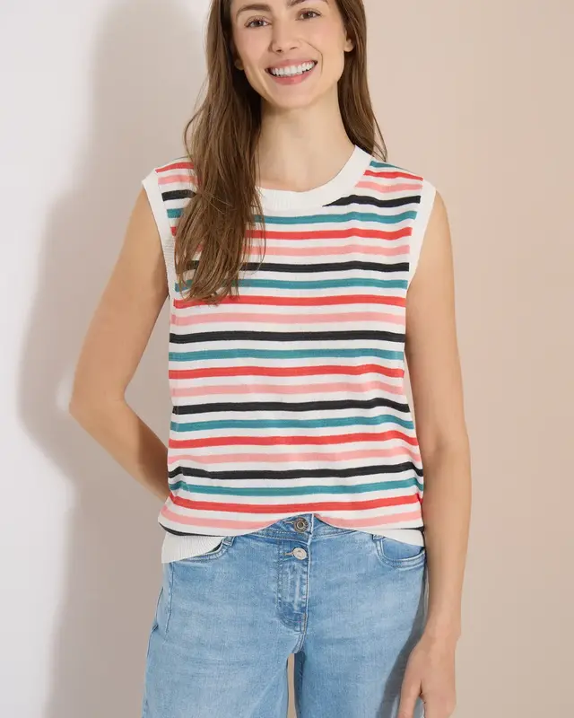 Cecil Trui met Strepen - Raw Sand Beige