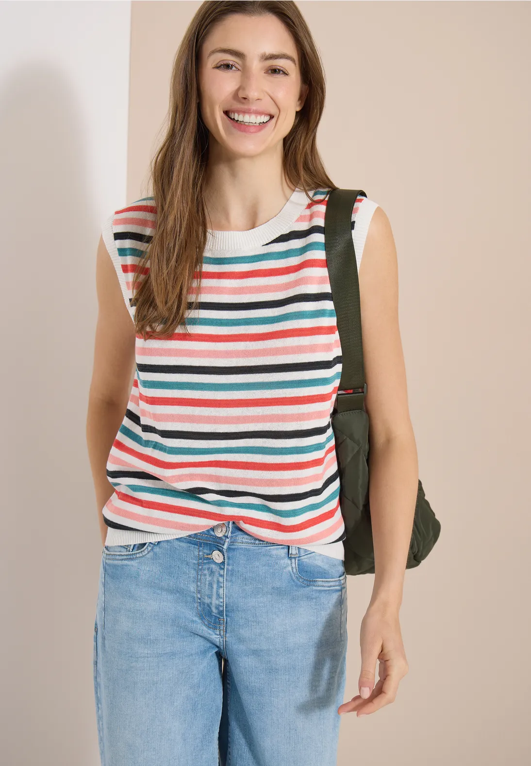 Cecil Trui met Strepen - Raw Sand Beige