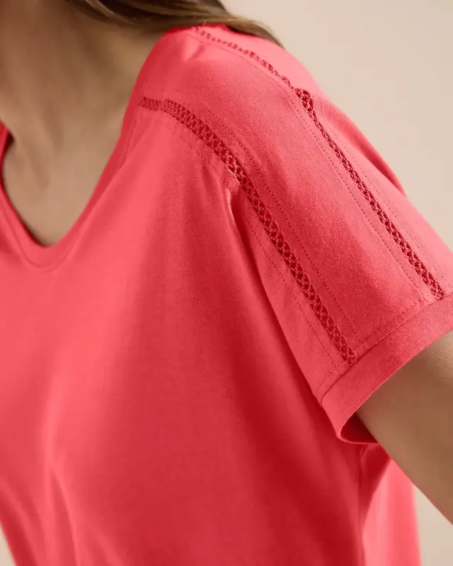 Cecil V-Neck Shirt - Coral