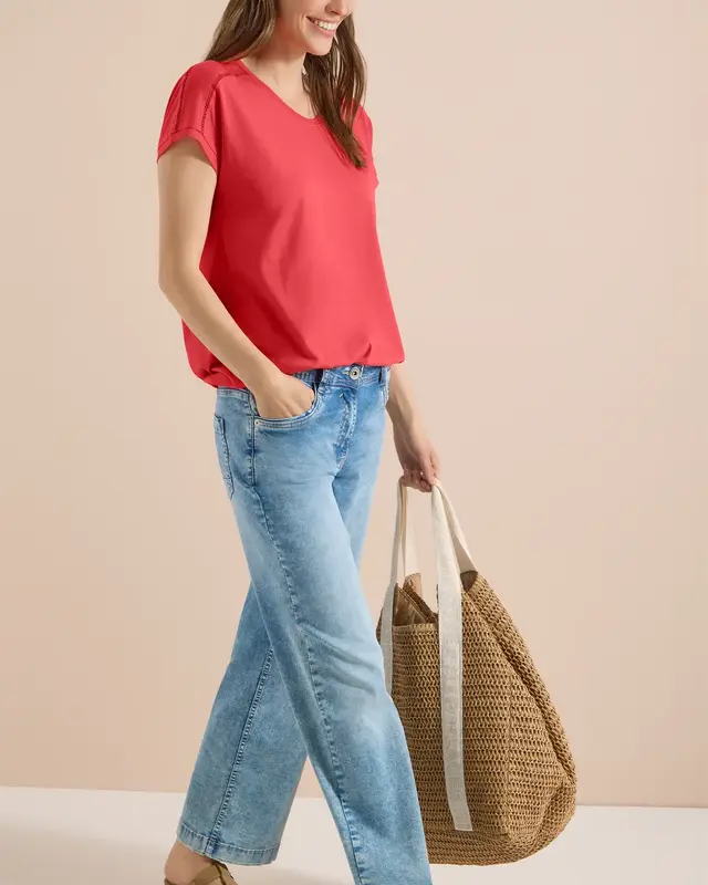 Cecil V-Neck Shirt - Coral
