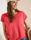 Cecil V-hals Shirt - Coral