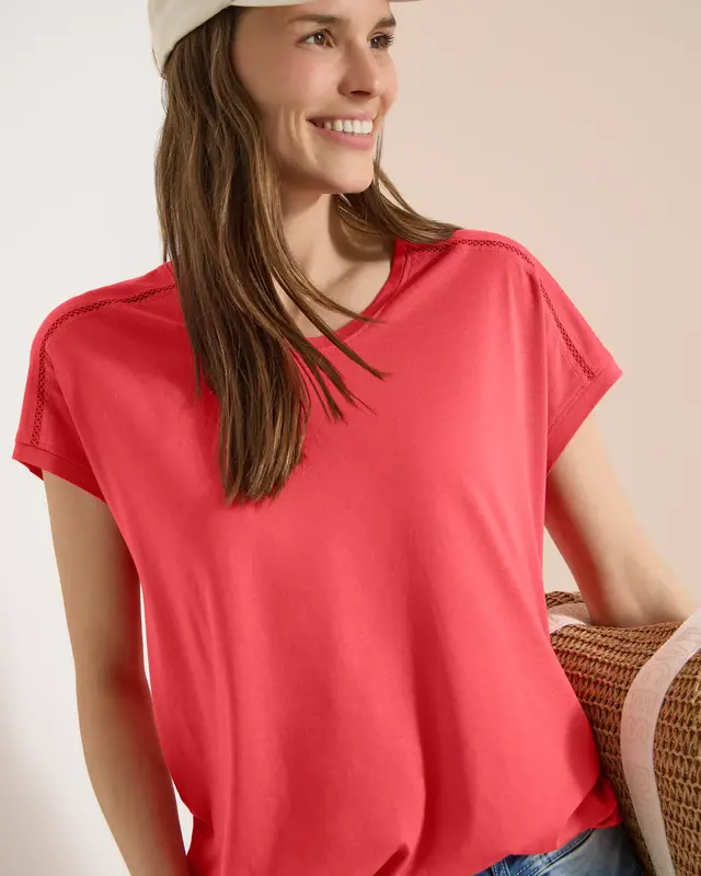 Cecil V-hals Shirt - Coral