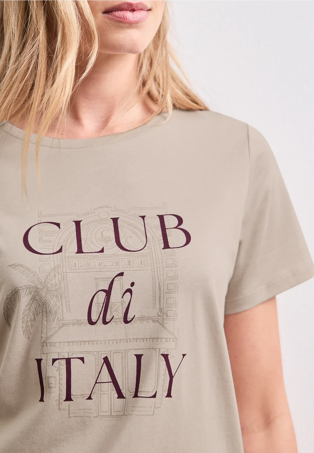 Street One Shirt met Artwork - Clay Sand