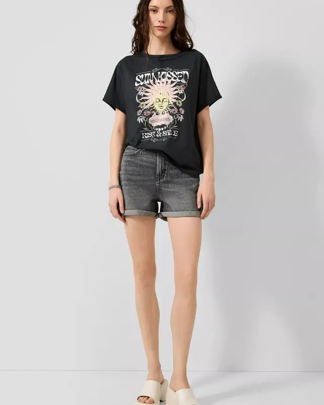 QS by S. Oliver T-Shirt Frontprint - Black