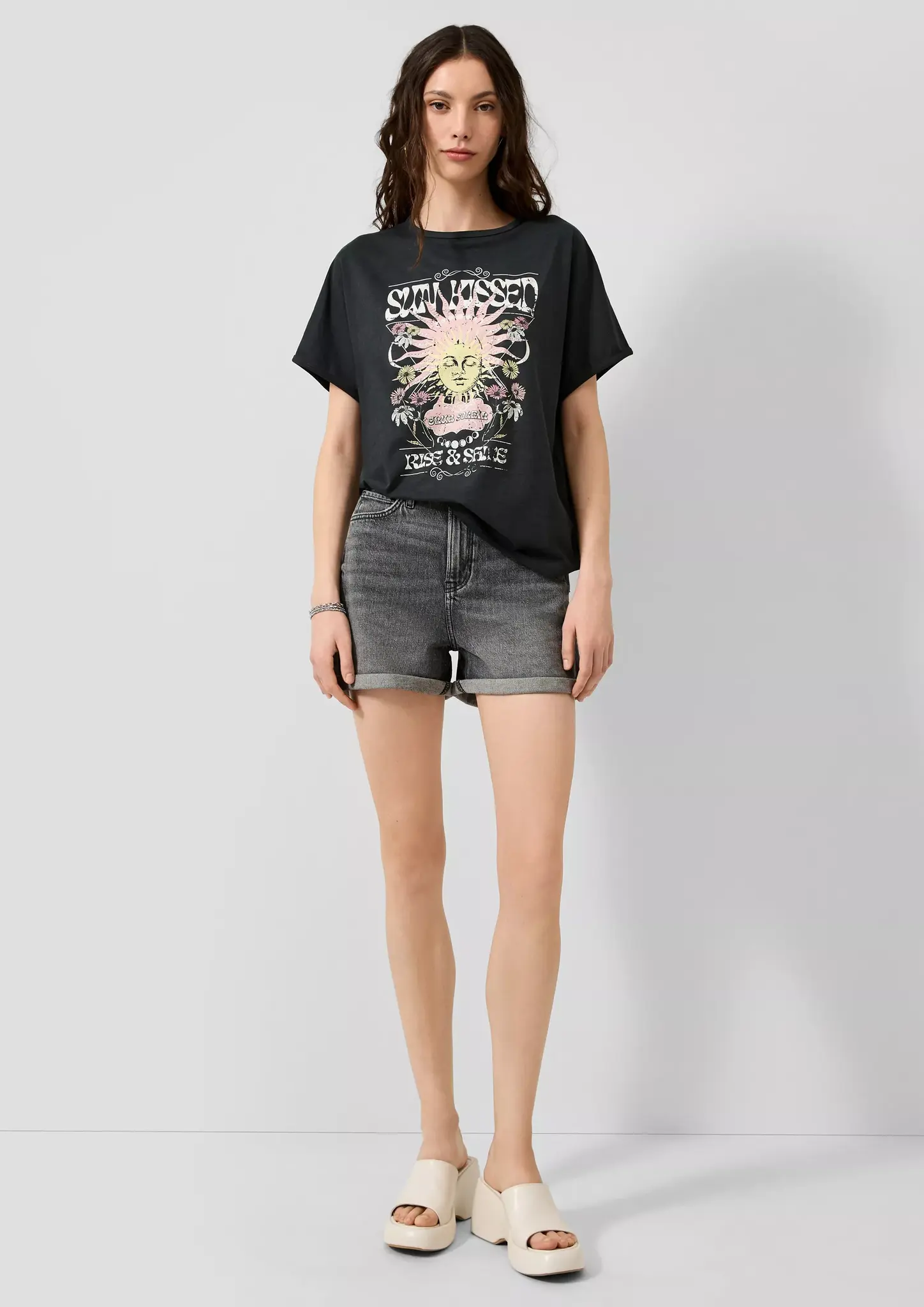 QS by S. Oliver T-Shirt Frontprint - Black