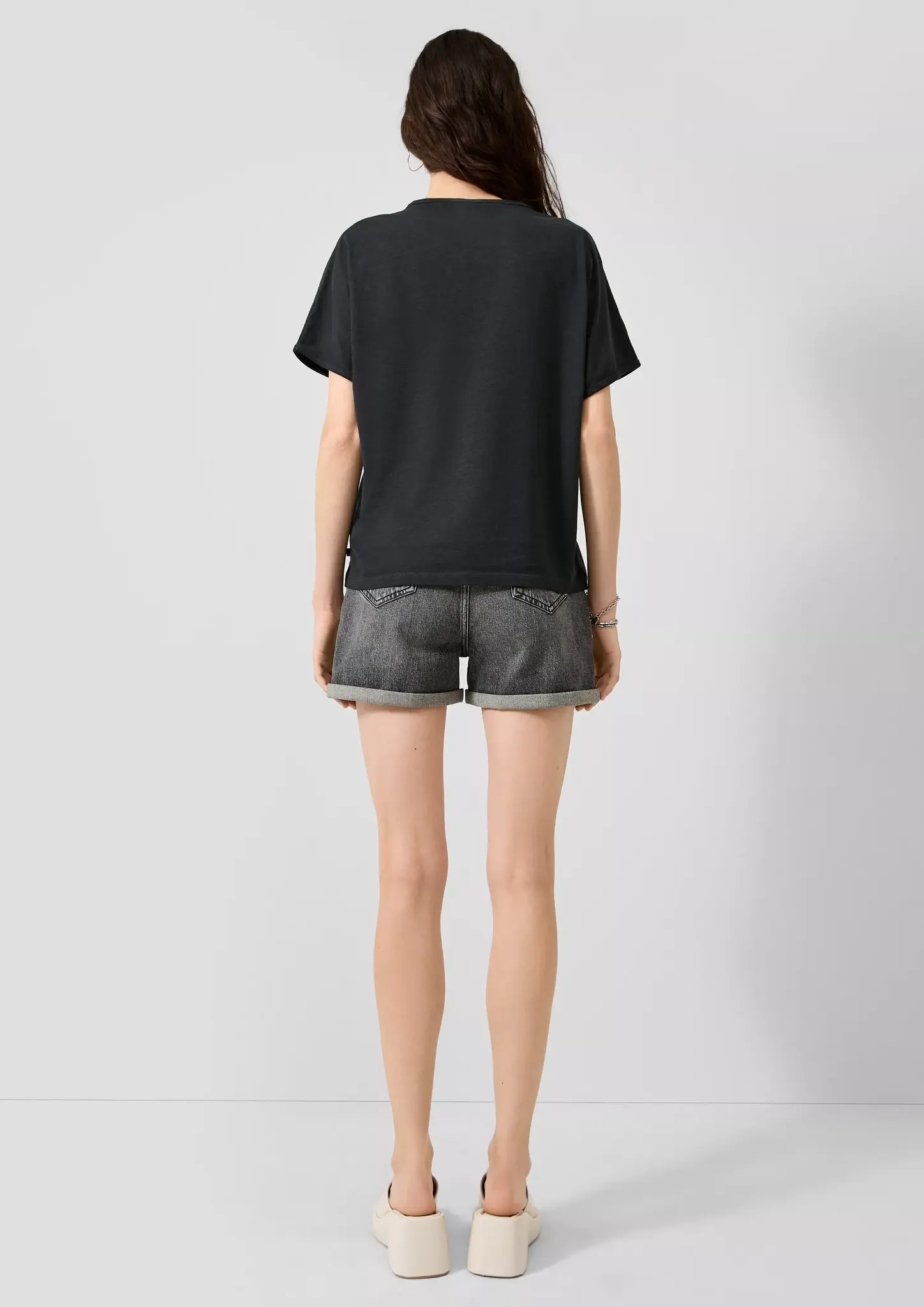 QS by S. Oliver T-Shirt Frontprint - Black