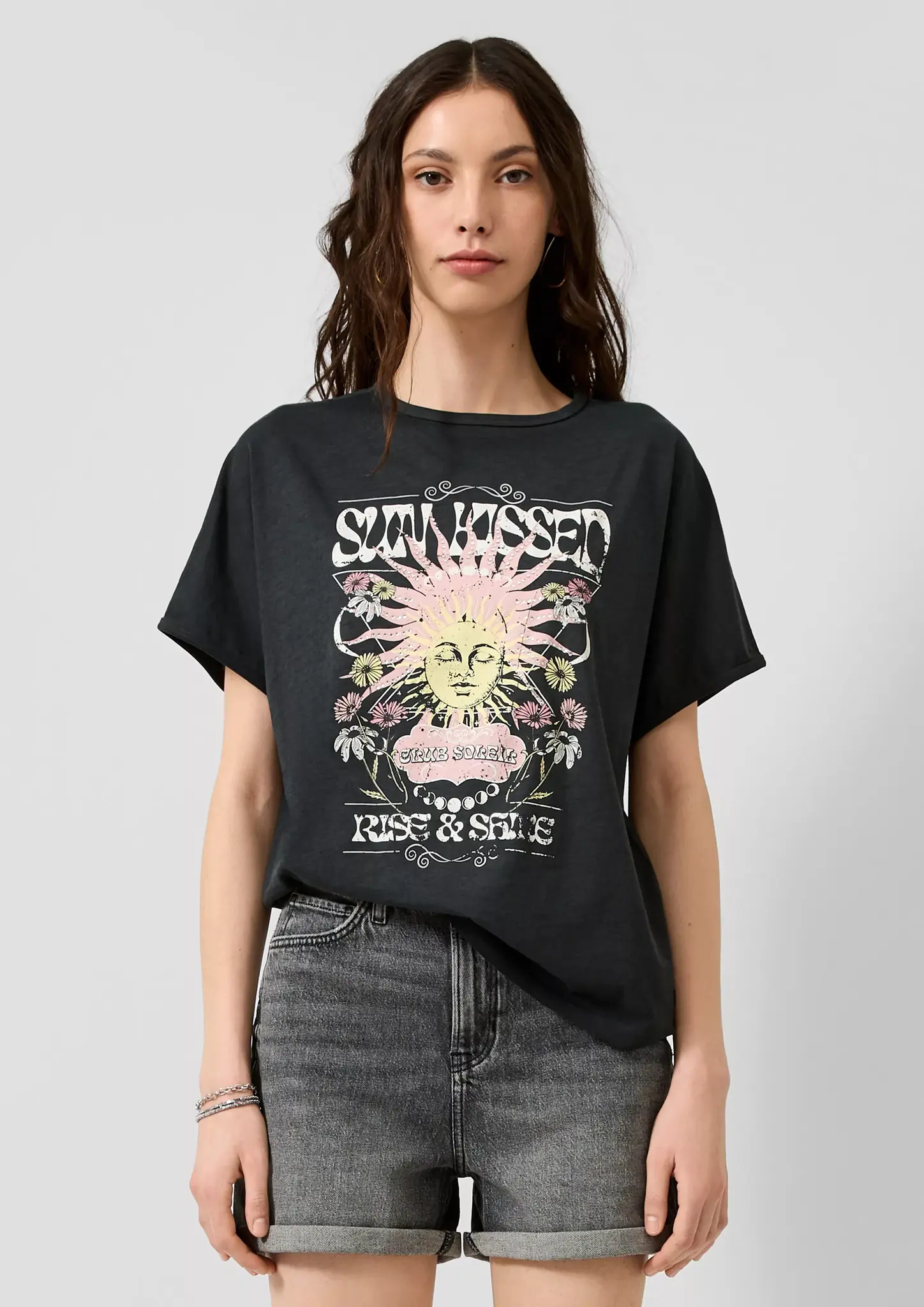 QS by S. Oliver T-Shirt Frontprint - Black