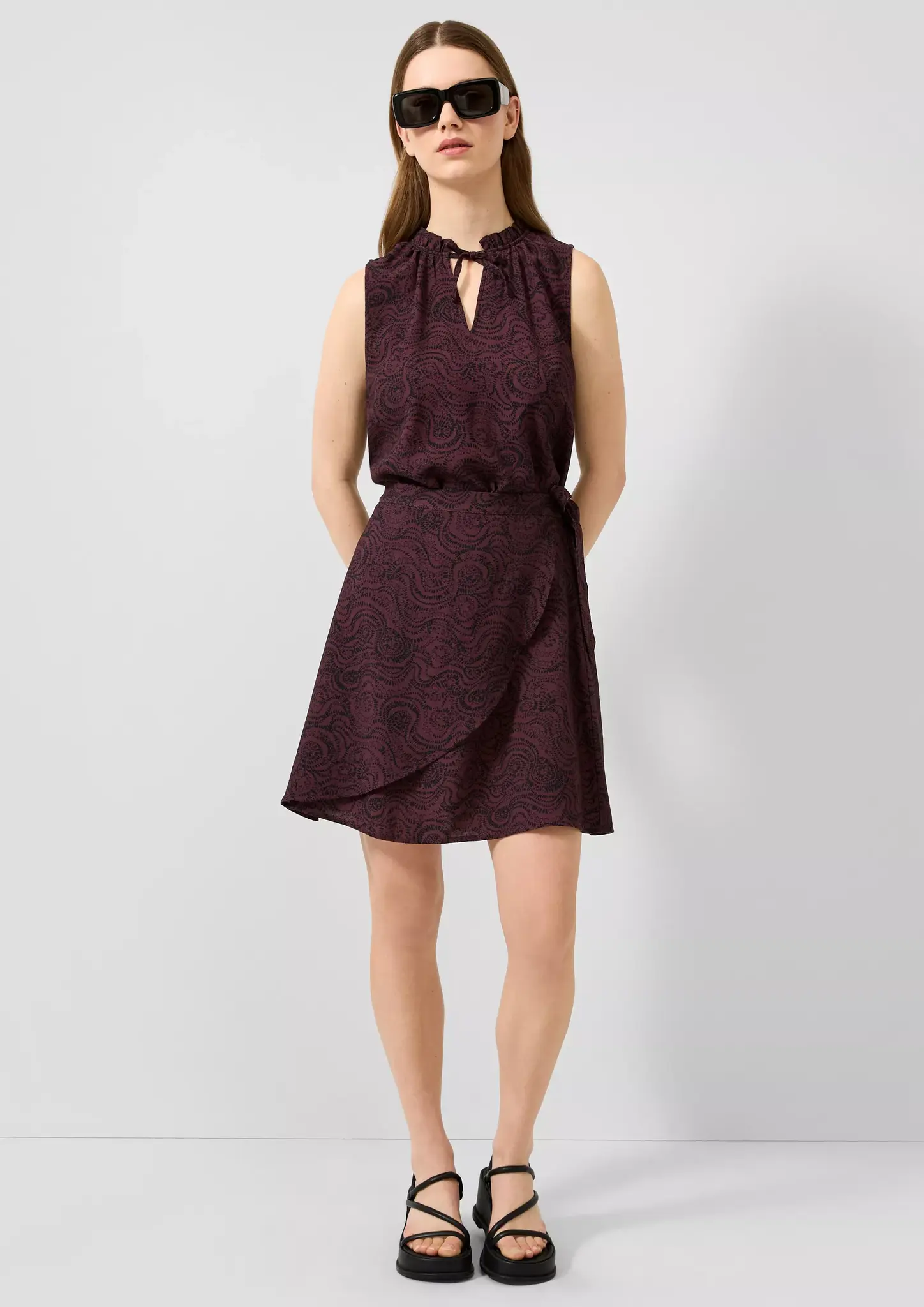 QS by S. Oliver Print Blouse - Bordeaux