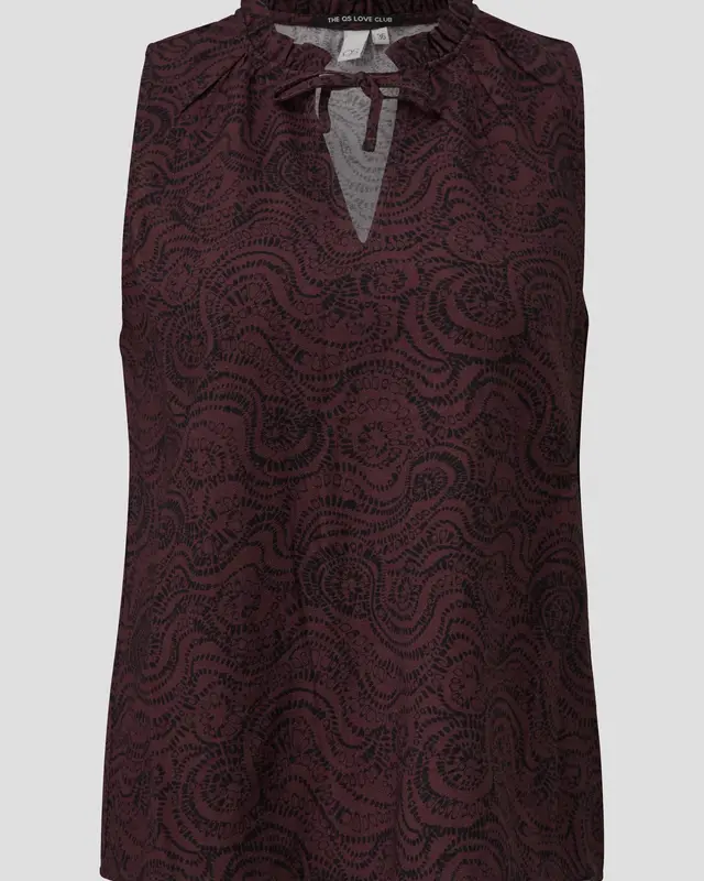 QS by S. Oliver Print Blouse - Bordeaux