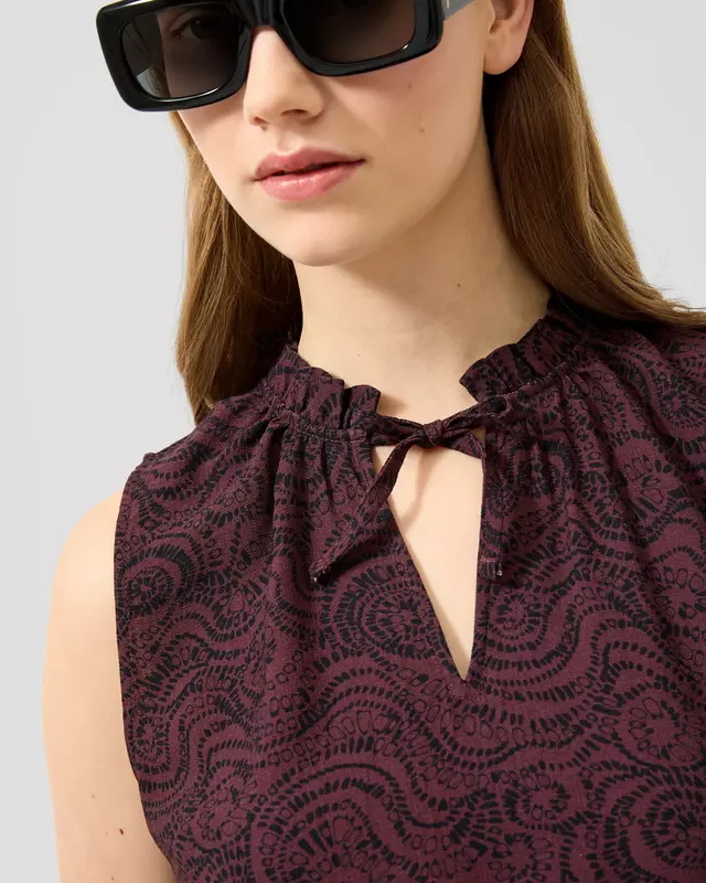 QS by S. Oliver Print Blouse - Bordeaux