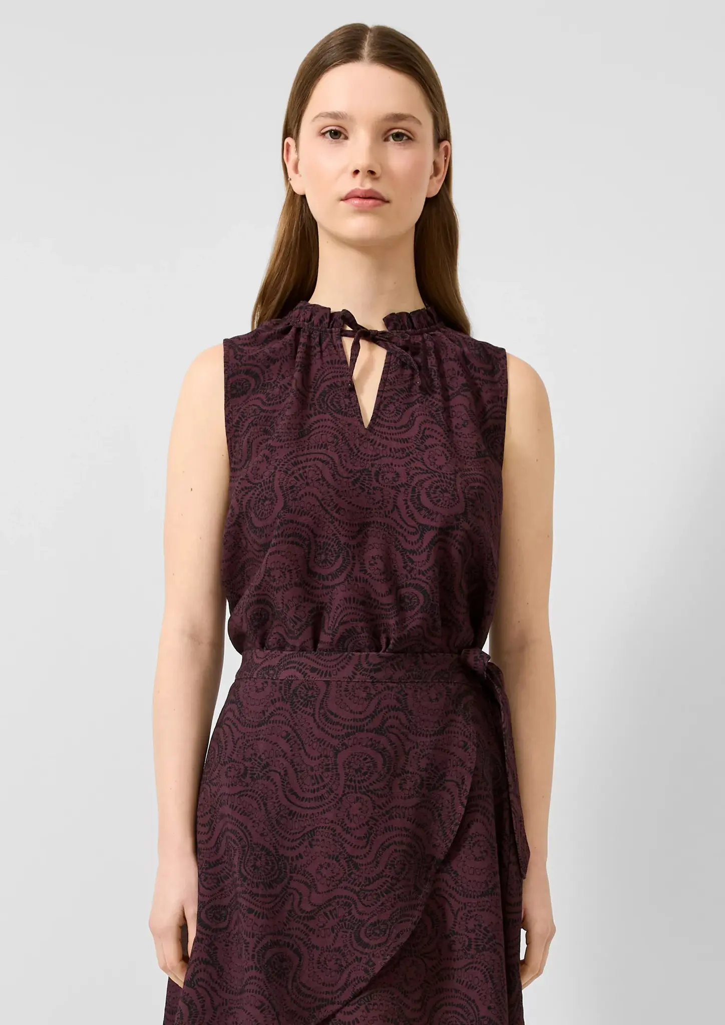 QS by S. Oliver Print Bluse - Bordeaux