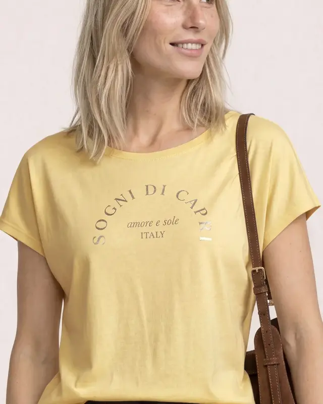 Street One Shirt Frontprint - Soft Yellow