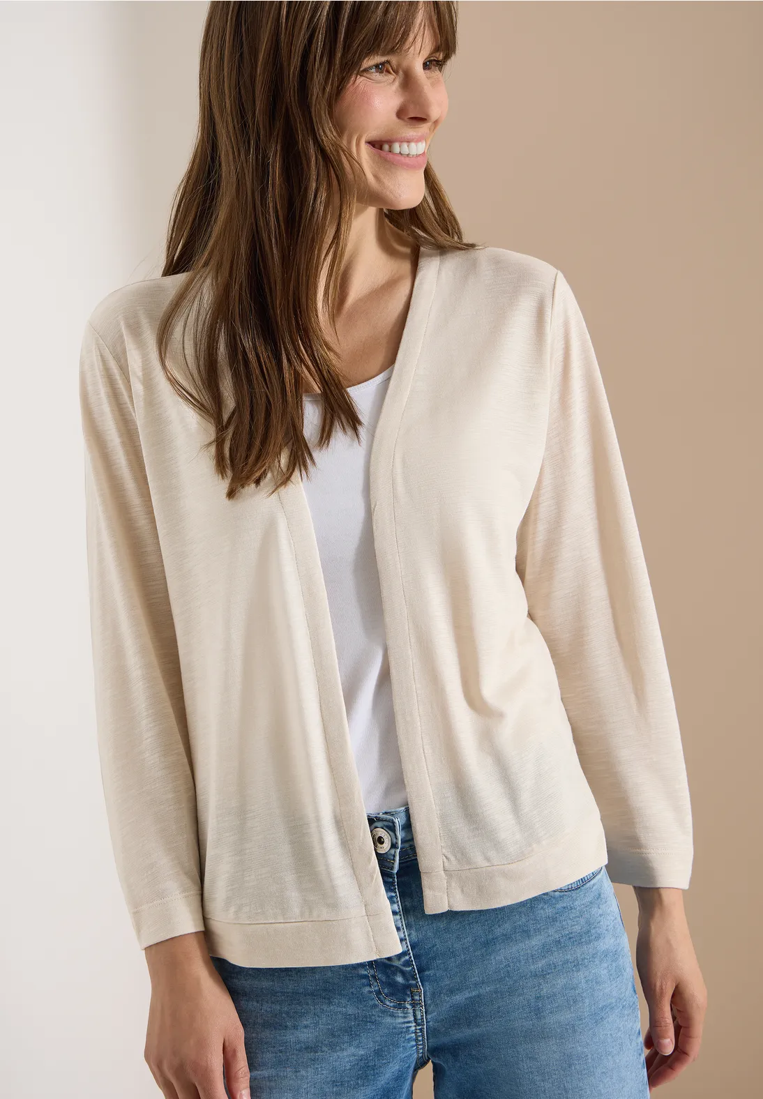 Cecil Open Vest - Pearl Beige