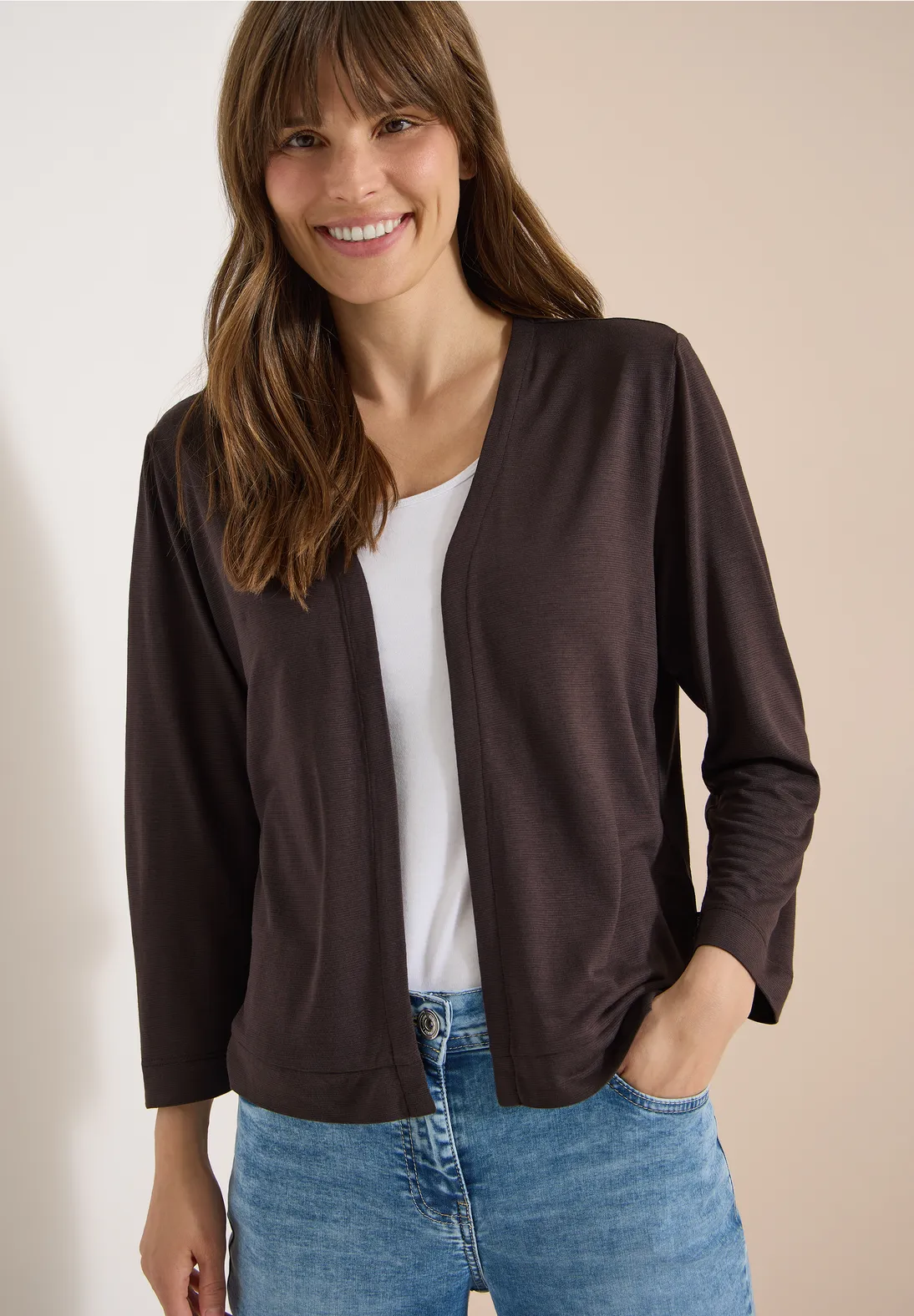 Cecil Open Vest - Brown Cacao