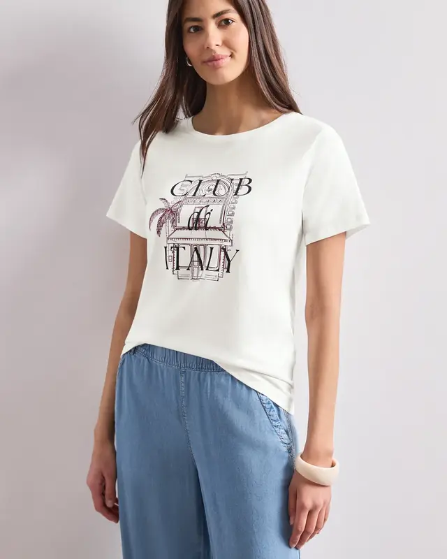 Street One Shirt met Artwork - Off White