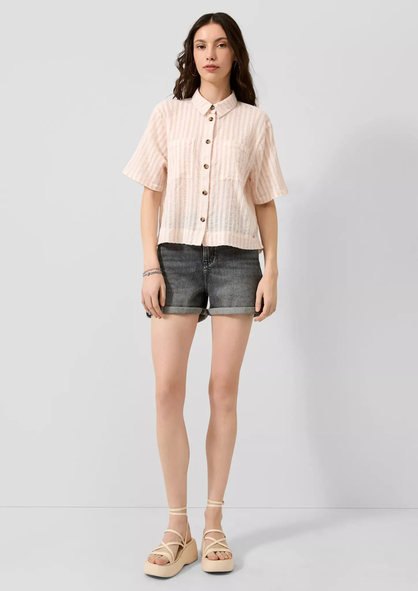 QS by S. Oliver Streifen Bluse - Pink