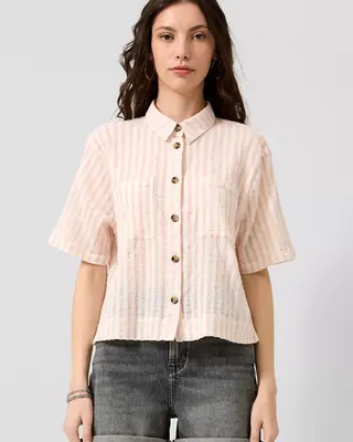 QS by S. Oliver Streep Blouse - Pink