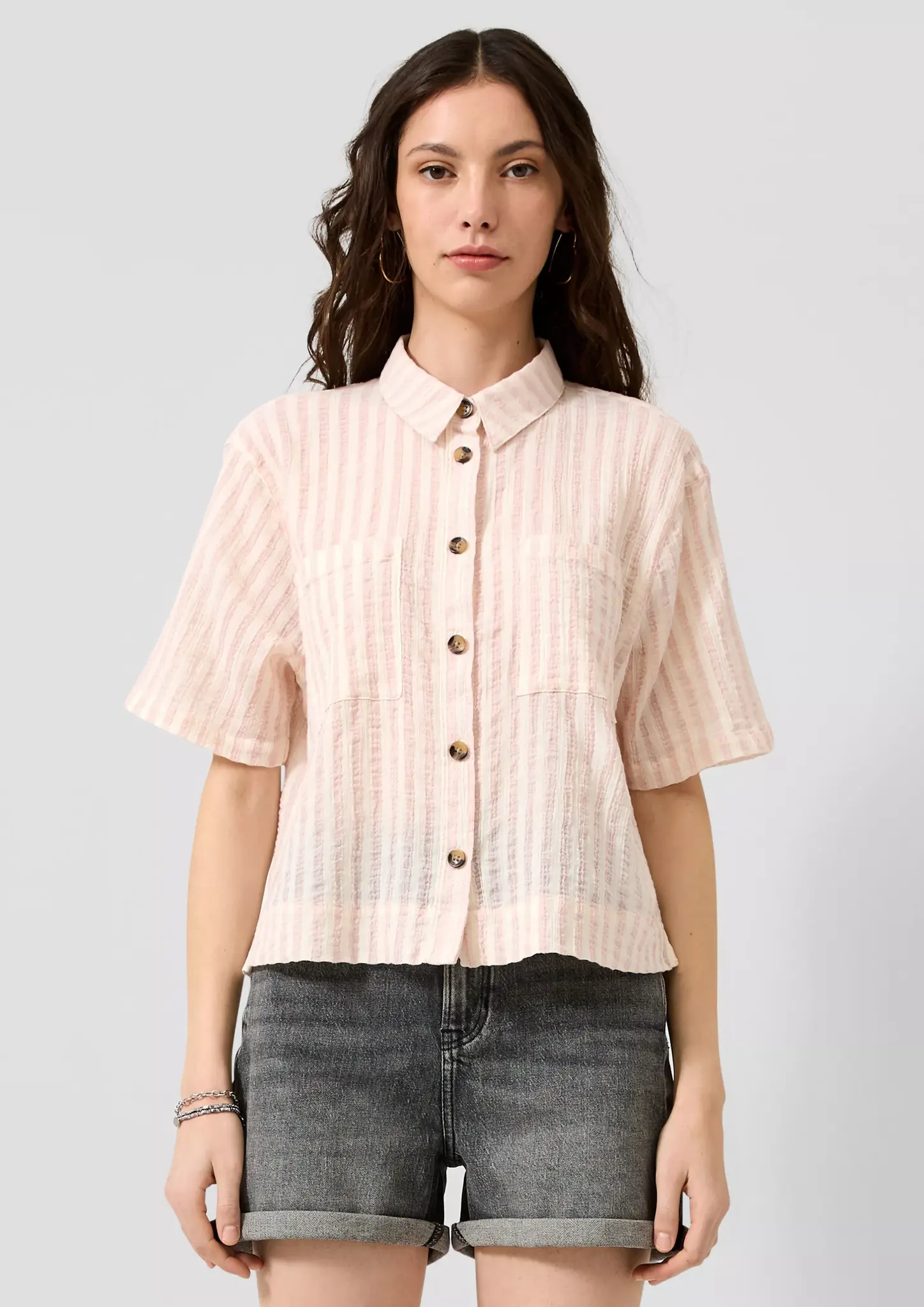 QS by S. Oliver Streifen Bluse - Pink