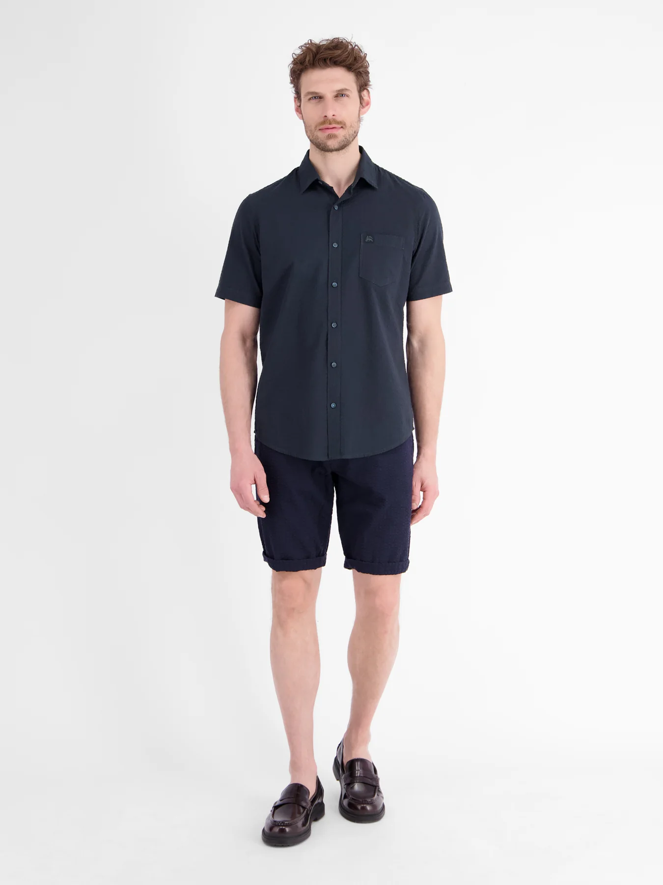Lerros Structuur Overhemd - Classic Navy