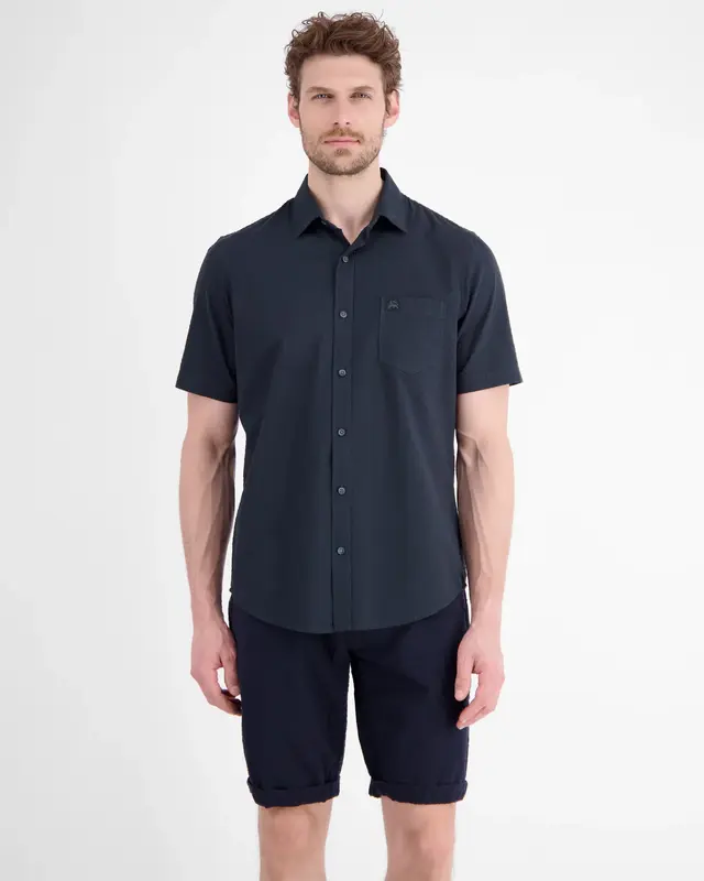 Lerros Structuur Overhemd - Classic Navy