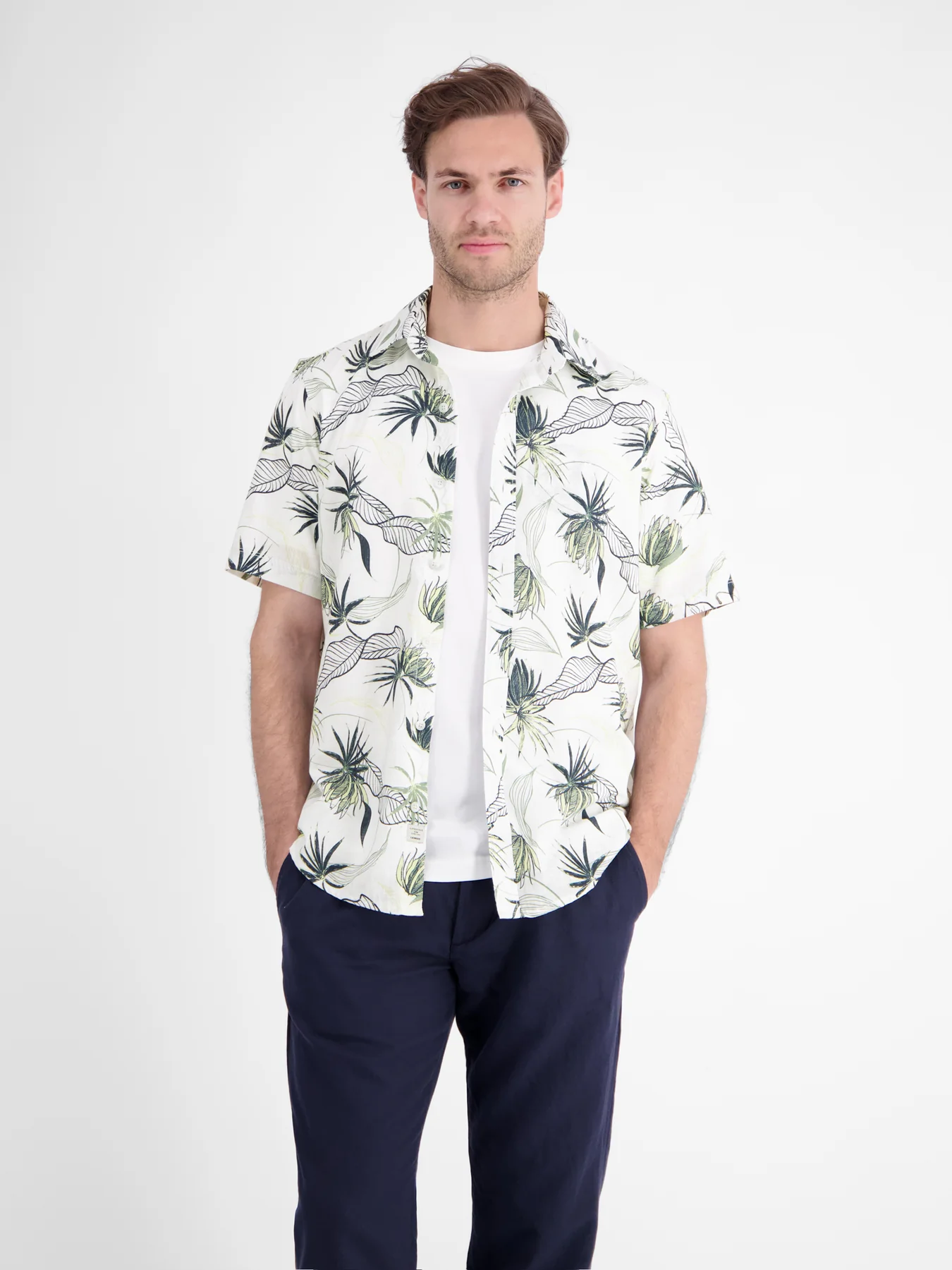 Lerros Overhemd Bloemenprint - Broken White