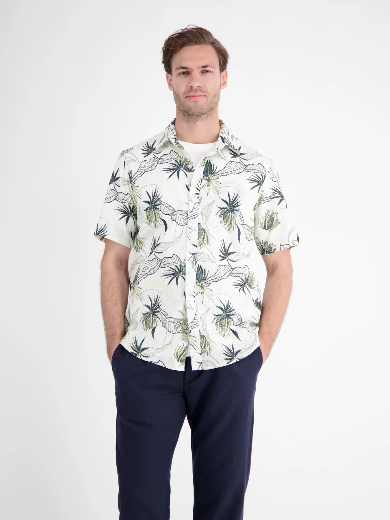 Lerros Overhemd Bloemenprint - Broken White