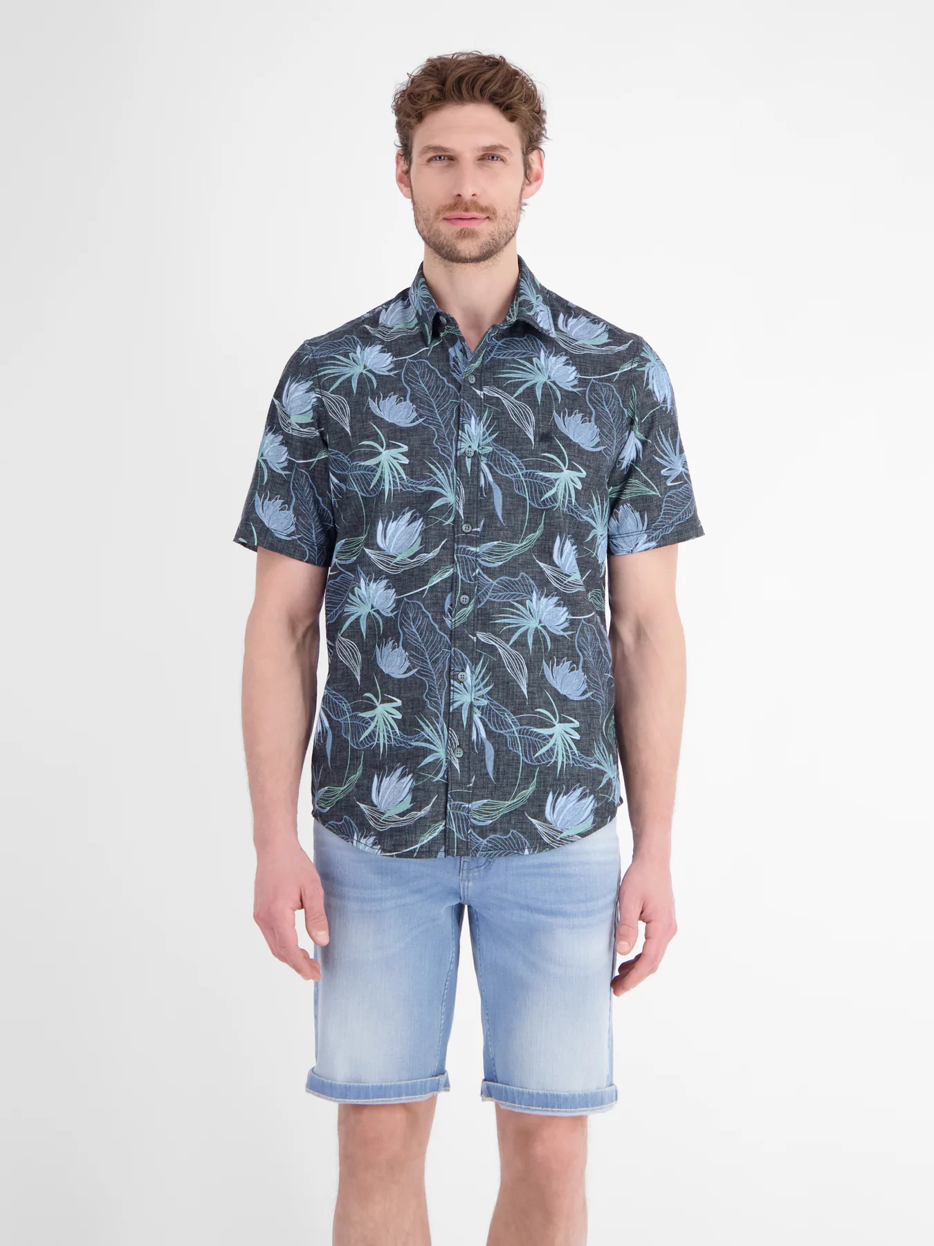 Lerros Hemd Blumenprint - Classic Navy