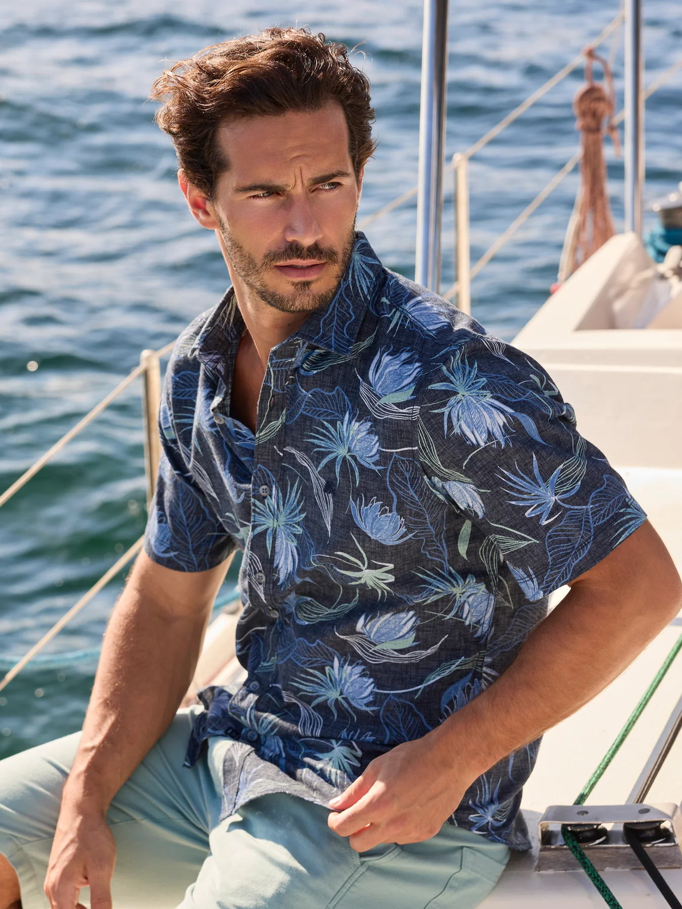 Lerros Shirt Floral Print - Classic Navy