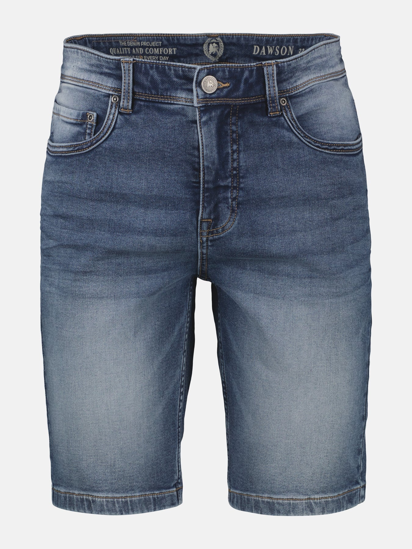 Lerros Denim Short, Baxter Style - Mid Blue Used Wash