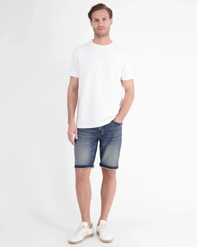 Lerros Denim Short, Baxter Style - Mid Blue Used Wash