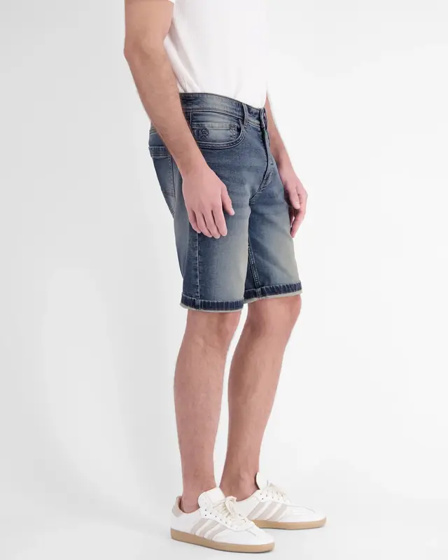 Lerros Denim Short, Baxter Style - Mid Blue Used Wash
