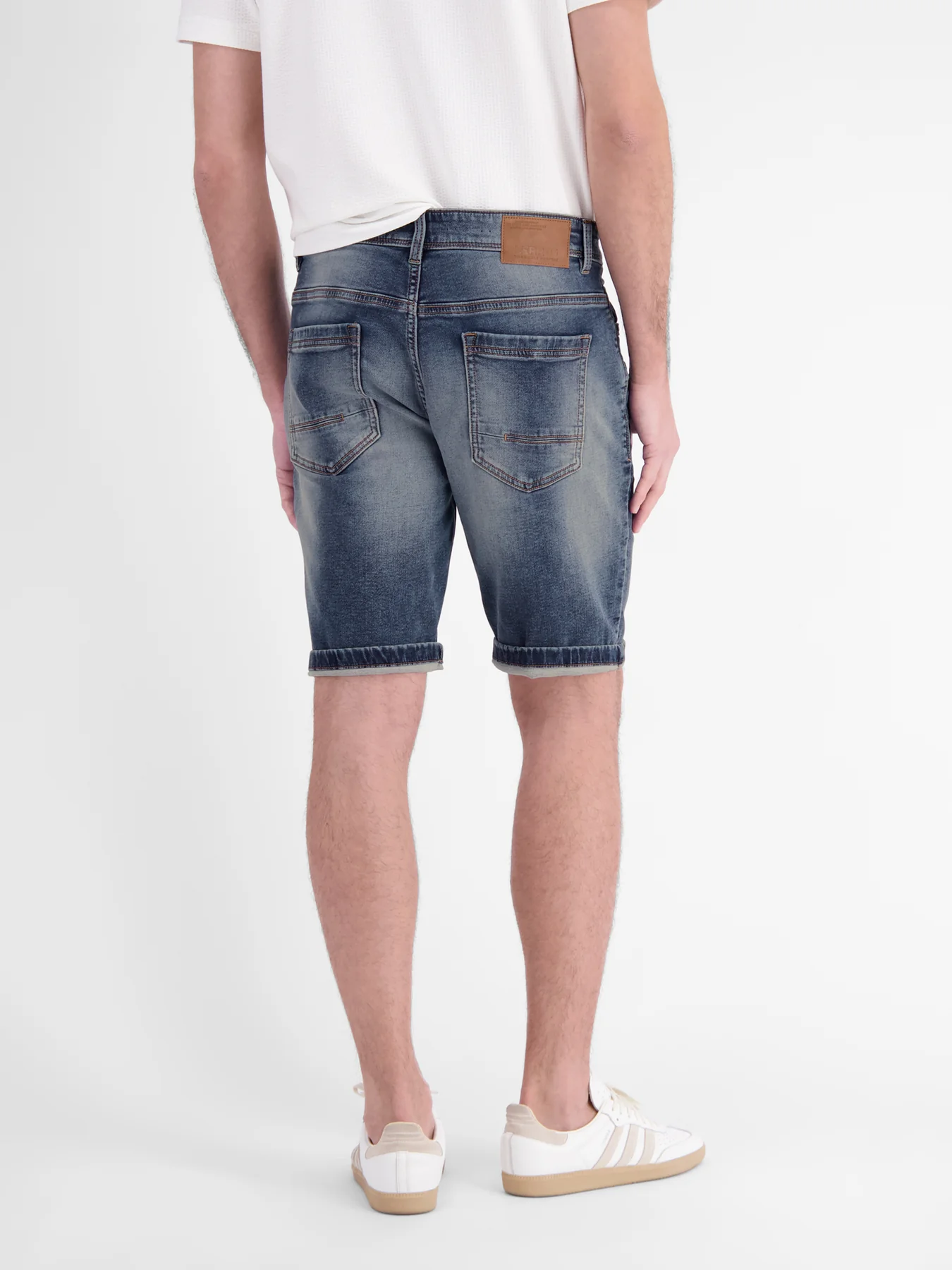 Lerros Denim Short, Baxter Style - Mid Blue Used Wash
