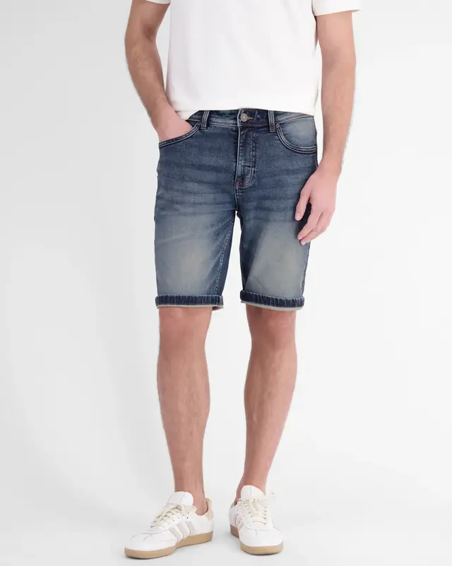 Lerros Denim Short, Baxter Stijl - Mid Blue Used Wash