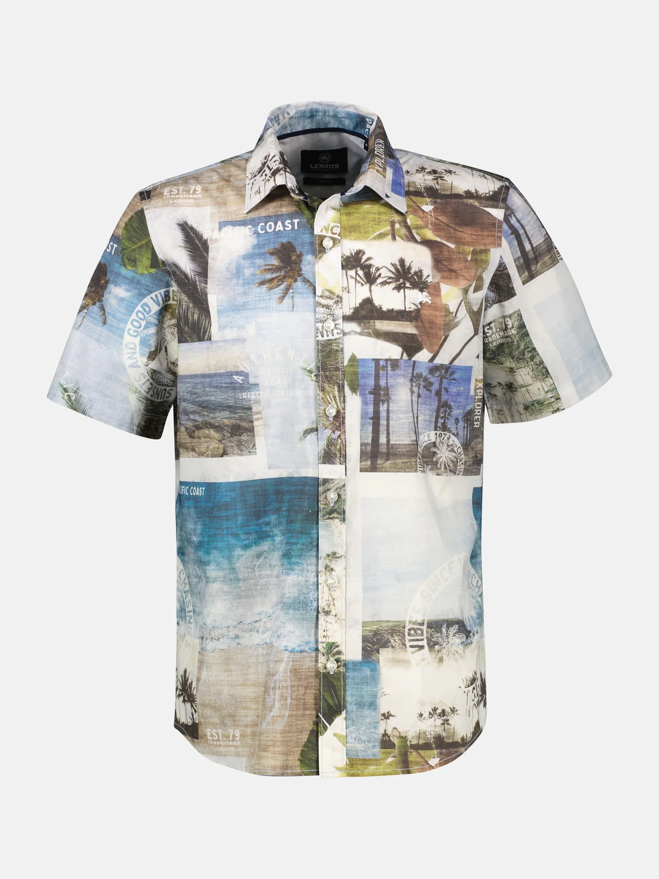 Lerros Stretch Overhemd Hawaï - Reef Blue