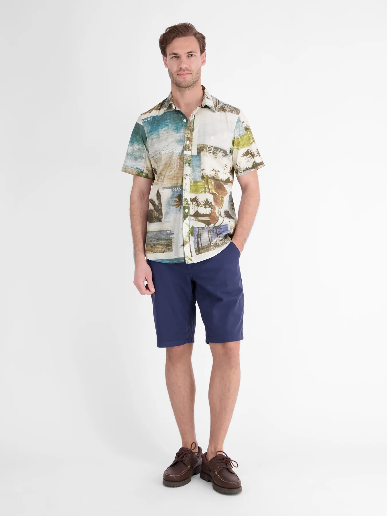 Lerros Stretch Overhemd Hawaï - Reef Blue