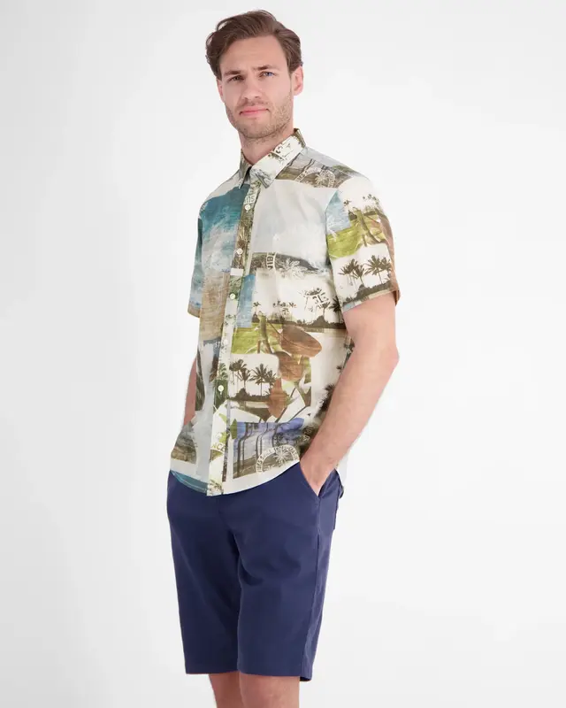 Lerros Stretch Hemd Hawaï - Reef Blue