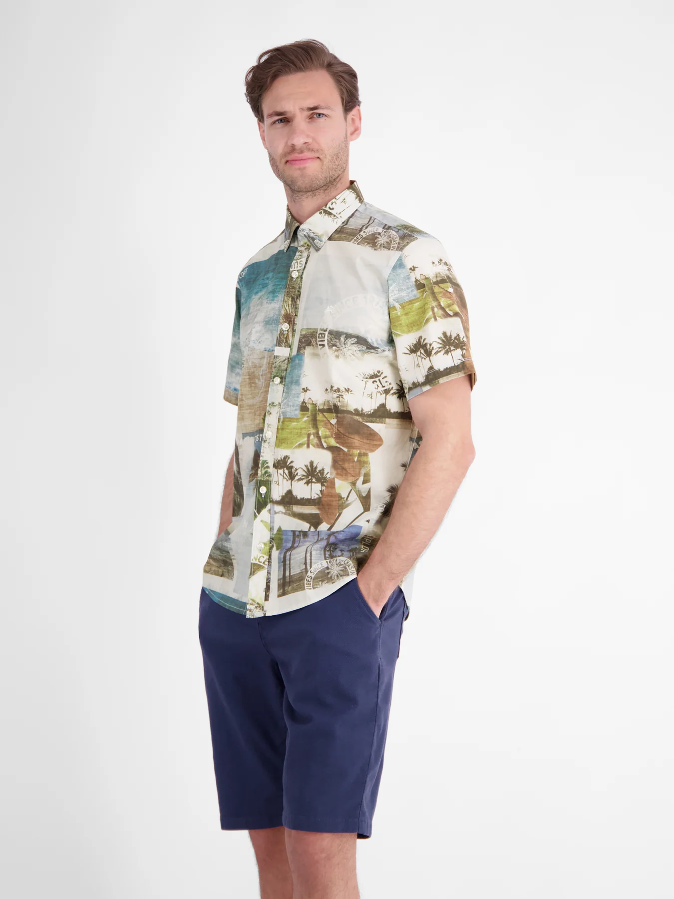 Lerros Stretch Shirt Hawaï - Reef Blue
