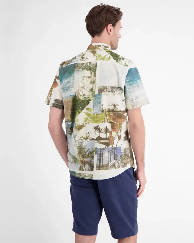 Lerros Stretch Overhemd Hawaï - Reef Blue