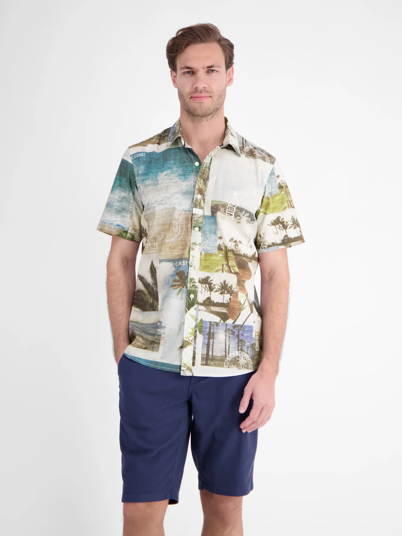 Lerros Stretch Hemd Hawaï - Reef Blue