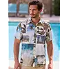 Stretch Hemd Hawaï - Reef Blue