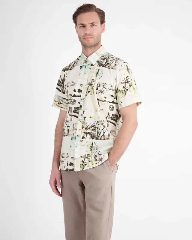 Lerros Hawaiian Stretch Shirt - Broken White