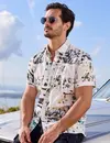 Lerros Stretch Overhemd Hawaiiaanse Stijl - Broken White