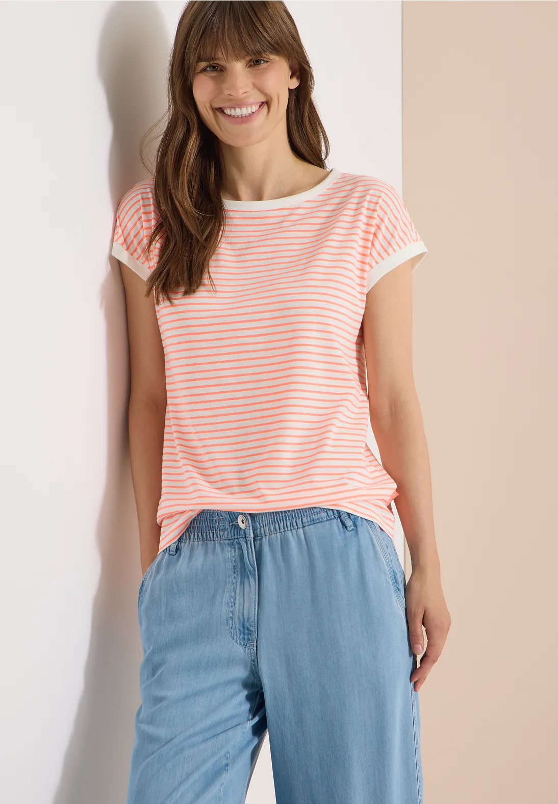 Cecil Shirt with Stripes - Coral