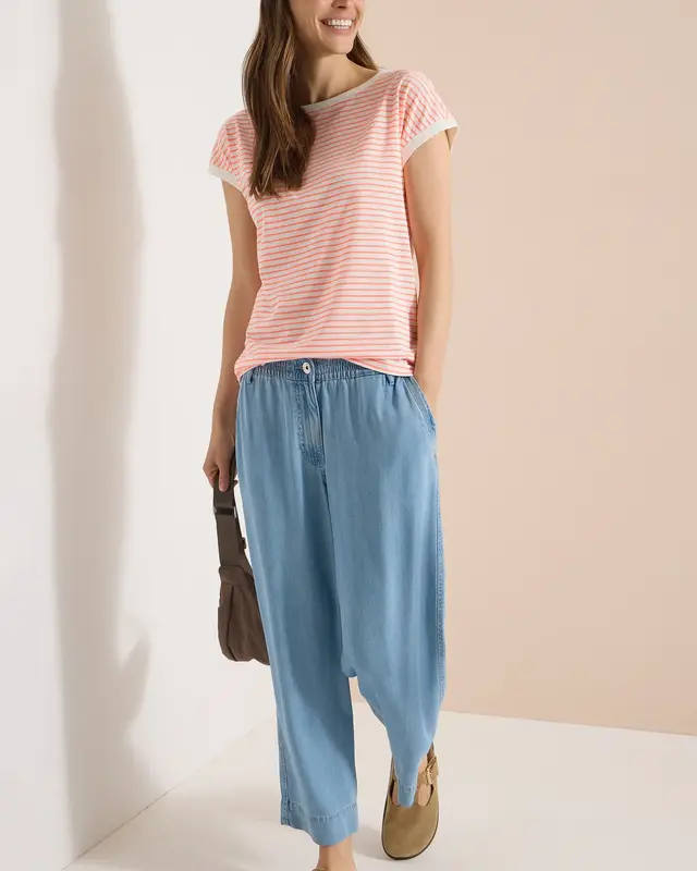 Cecil Shirt with Stripes - Coral