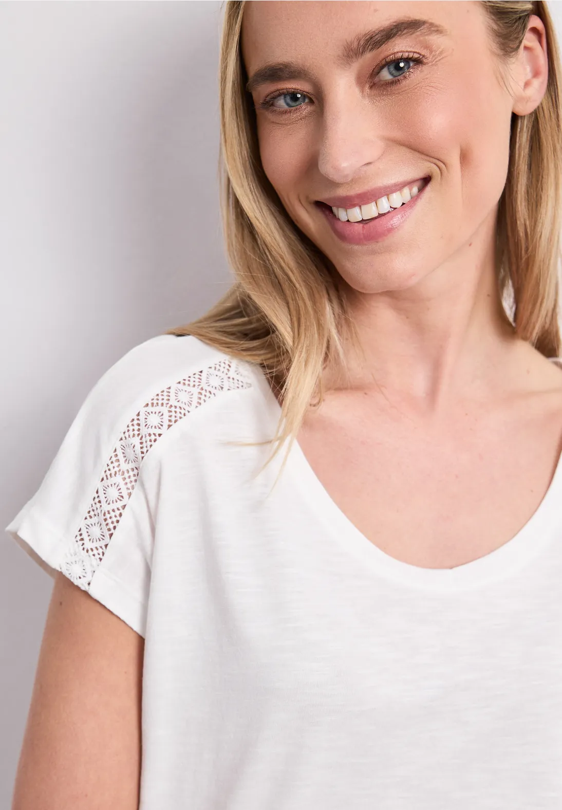 Street One Shirt met Gehaakt Detail - Off White
