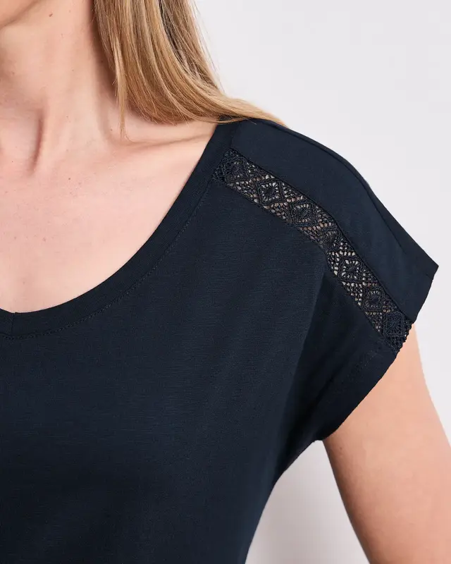 Street One Shirt met Gehaakt Detail - Deep Blue