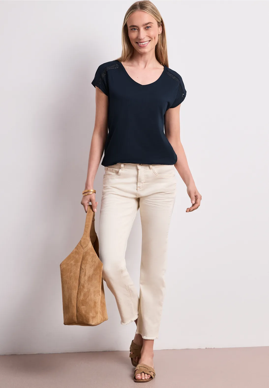 Street One Shirt met Gehaakt Detail - Deep Blue