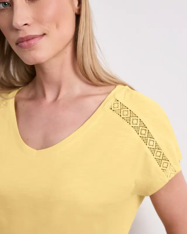 Street One Shirt met Gehaakt Detail - Soft Yellow