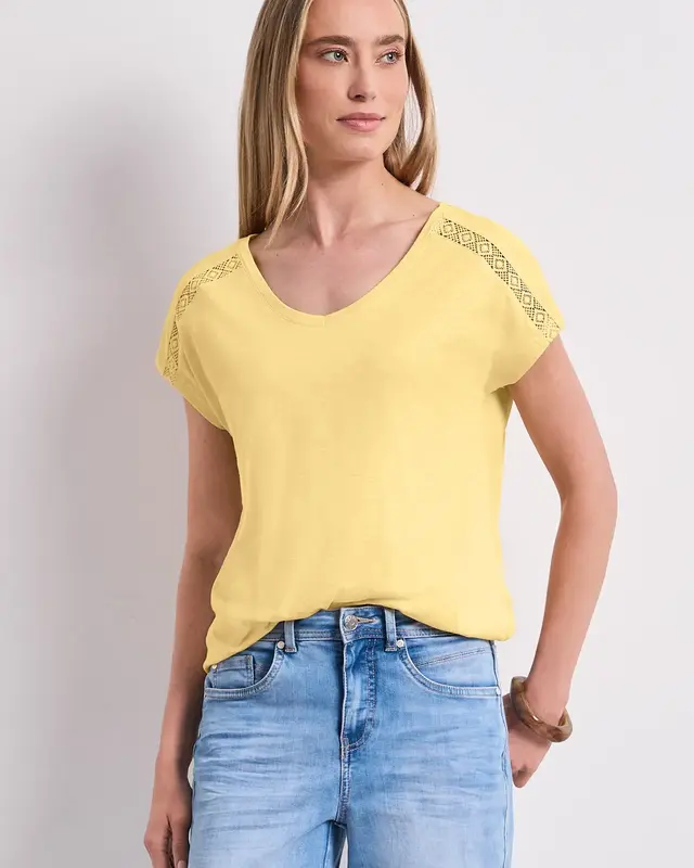 Street One Shirt met Gehaakt Detail - Soft Yellow